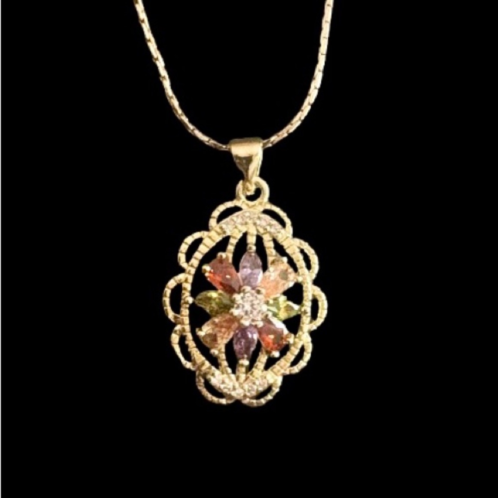 Pretty Bird Jewelry 18K Yellow Gold Plated Gemstone Necklace
